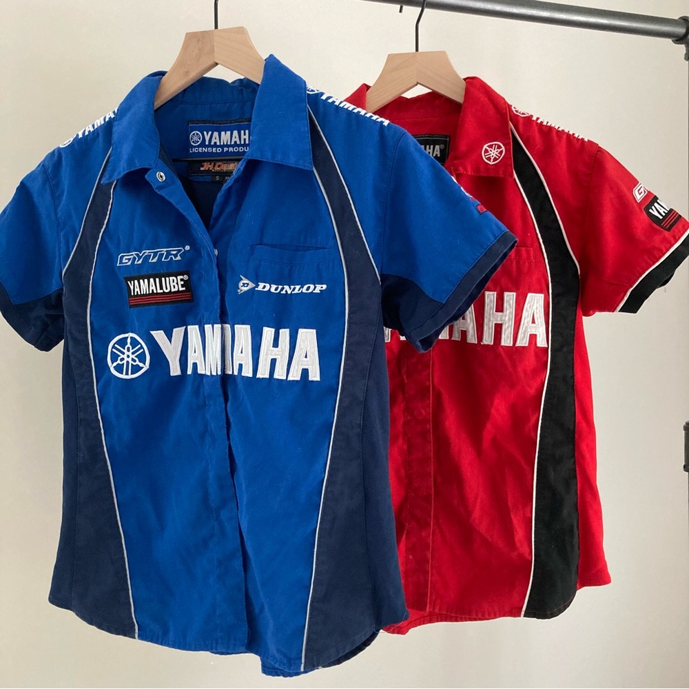 Lot of 2 Yamaha Factory Racing Button Down Pit Shirt Women Sm